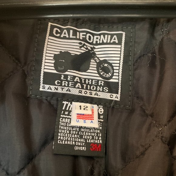 Pristine California Creations Woman's 12 Black Leather Motorcycle Jacket - Picture 5 of 14